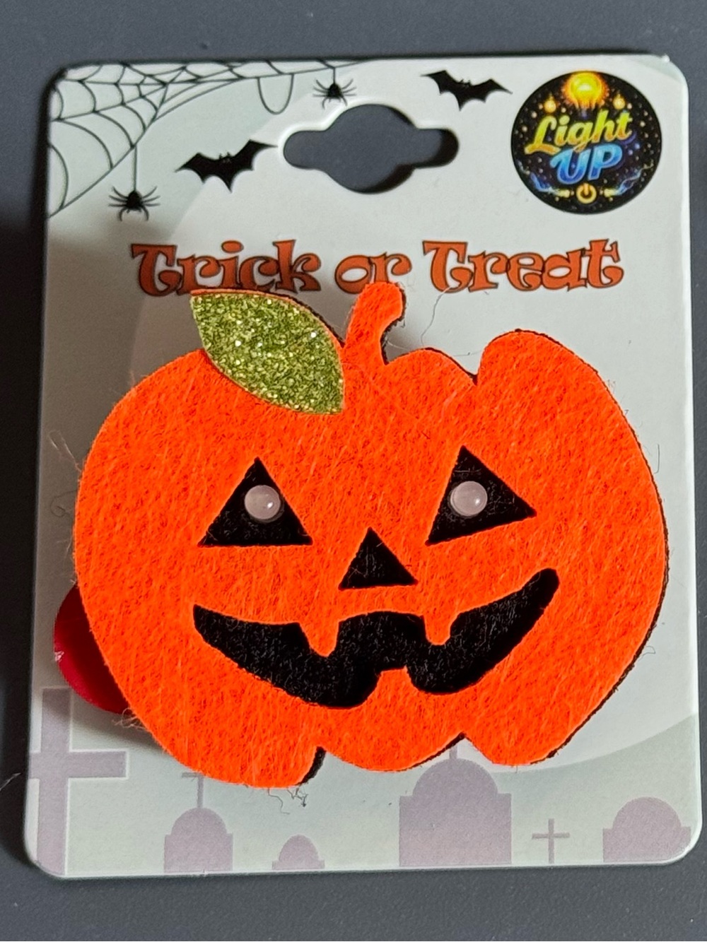 NWT Light-Up Glitter Leaf Jack-O'-Lantern Pumpkin Pin